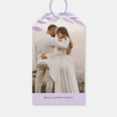Foto, Bleke Paarse bladeren Bruiloft Save the Date Cadeaulabel (Achterkant)