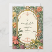 Foto Bloemen Art Nouveau Bruiloft Save The Date (Voorkant)