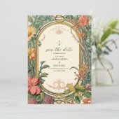 Foto Bloemen Art Nouveau Bruiloft Save The Date (Staand voorkant)