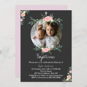  foto Bloemenkrans doop uitnodiging (Voorkant / Achterkant)