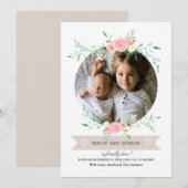 Foto Bloemenkrans Geboorteaankondiging Aankondiging (Voorkant / Achterkant)