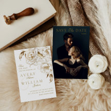 Foto Bloemenpioenen wit gouden elegante bruiloft