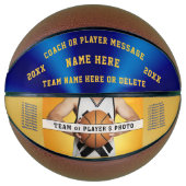 Foto Blue en Gold Personalized Basketball Ball Basketbal (Voorkant)