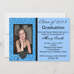 Foto: Blue Leopard Afstuderen Invitation Kaart