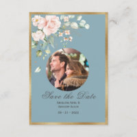 Foto Blue Pink Floral Waterverf Wedding