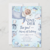 Foto Blue Scuba Diver Oneder het Zee 1e verjaardag Kaart (Voorkant)