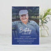 Foto Blue Shadow Verjaardagsdiner 94e verjaardag Kaart (Staand voorkant)