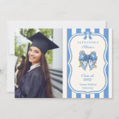 Foto Blue Toile Bow Coquette Nursing School Afstud Aankondiging (Voorkant)