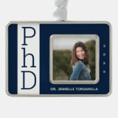 Foto Blue White PhD Afstuderen kerstversiering Verzilverd Kader Ornament (Voorkant)