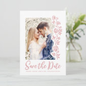 Foto Blush Hand Getrokken Rozen Romantisch Eenvoud Save The Date (Staand voorkant)