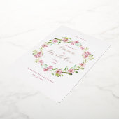 Foto Blush Roze Botanische krans Bruiloft Folie Uitnodiging (Gedraaid)