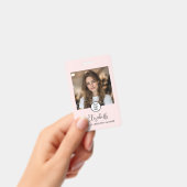 Foto Blush Roze Script Uw Logo Hier Make-up ID Badge (Handheld)