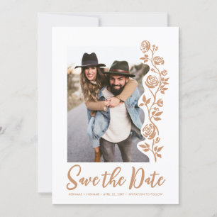 Foto Boho Aardse Hand getrokken Rozen QR Code Webs Save The Date