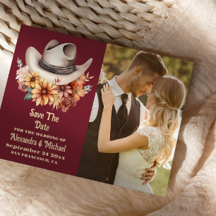 Foto Boho Bloemen Western Bruiloft Save The Date