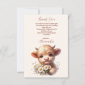 Foto Boho Holy Koe Highland Koe 1e verjaardag Bedankkaart (Voorkant)