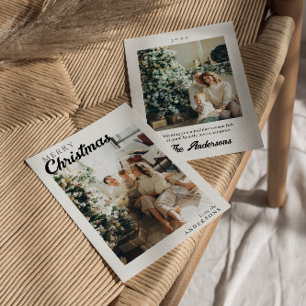 Foto Boho Minimalist Modern Merry Christmas Feestdagenkaart