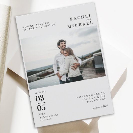 Foto Bold Minimal Trending Wedding Invitation Kaart