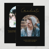 Foto-boog-afstuderen zwart goud aankondiging  (Voorkant / Achterkant)