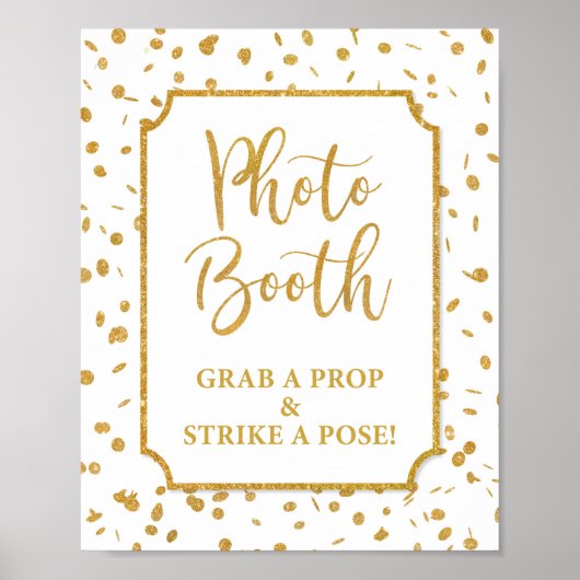 Foto Booth Grab a Prop Strike a Pose Gold Sign Poster (Voorkant)