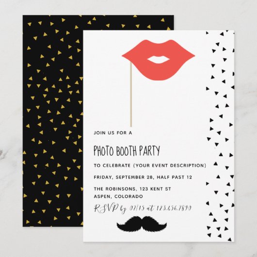 Foto Booth Party Invitation Kaart (Voorkant / Achterkant)