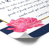 Foto Booth Poster Sign | Navy Stripe & Pink Peony (Hoek)