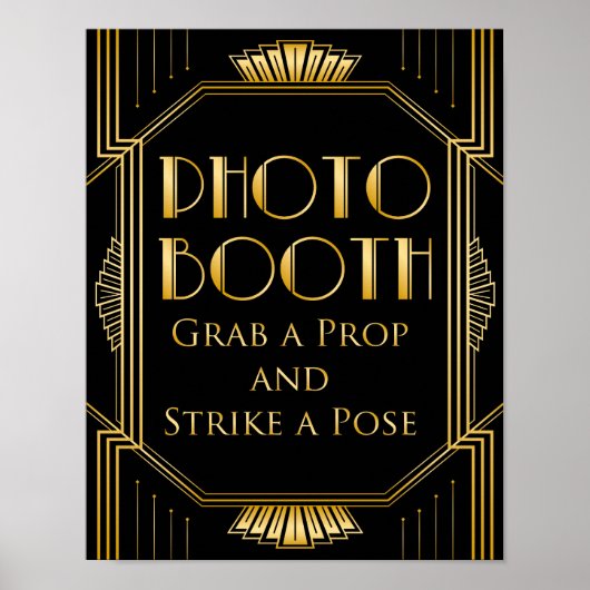 Foto Booth Weddenschap | Gatsby Art Deco Poster (Voorkant)