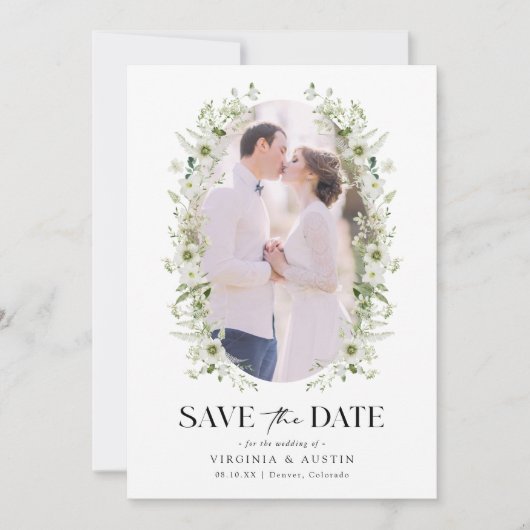 Foto botanisch sparen de datum save the date (Voorkant)