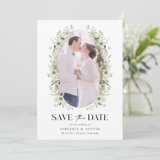 Foto botanisch sparen de datum save the date (Staand voorkant)
