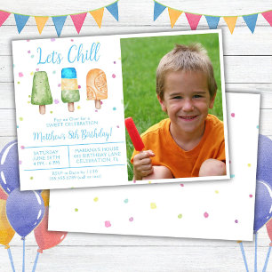 Foto Boy Summer Let's Chill Popsicle Birthday Kaart
