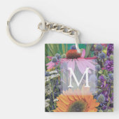 Foto Bright Colorful Monogram Flowers Sleutelhanger (Voorkant)