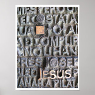 Foto Bronze Plaque Jesus Sagrada Familia Poster