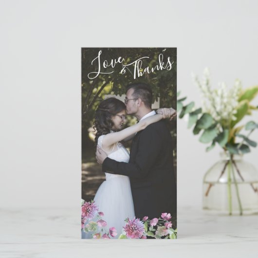 Foto Bruiloft Dank Je Zomer In Bloei Bedankkaart (Staand voorkant)