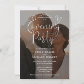 Foto Bruiloft Elegante Script Avondfeest Kaart (Voorkant)