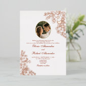  foto bruiloft goudfolie uitnodiging (Staand Voorkant)