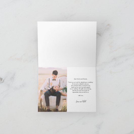 Foto bruiloft handgeschreven script Custom Bedankkaart (Binnen)