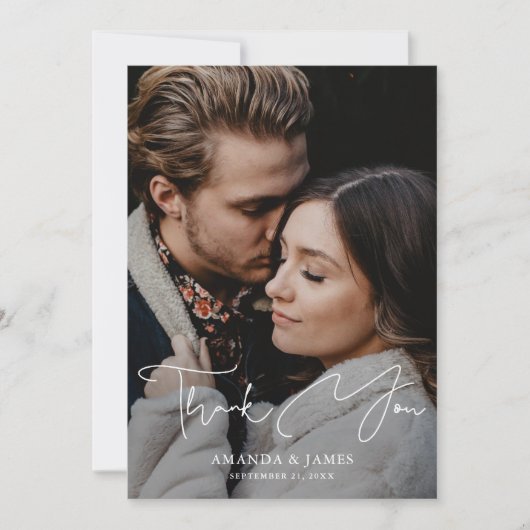 Foto bruiloft - Hartelijk dank - Kaart met modern  (Voorkant)