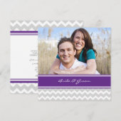 Foto bruiloft Invitaties Gray Paars Chevron Kaart (Voorkant / Achterkant)