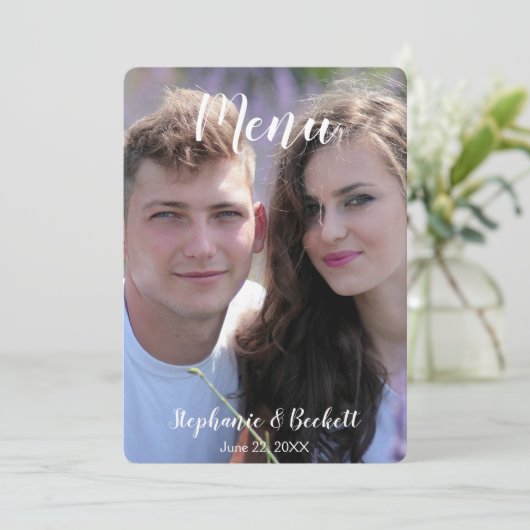 Foto Bruiloft Menu Kaart (Staand voorkant)