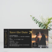 Foto bruiloft Opslaan Datum instapkaart zwart (Staand voorkant)