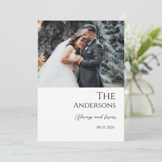 Foto bruiloft uitnodiging modern minimalistisch (Staand voorkant)