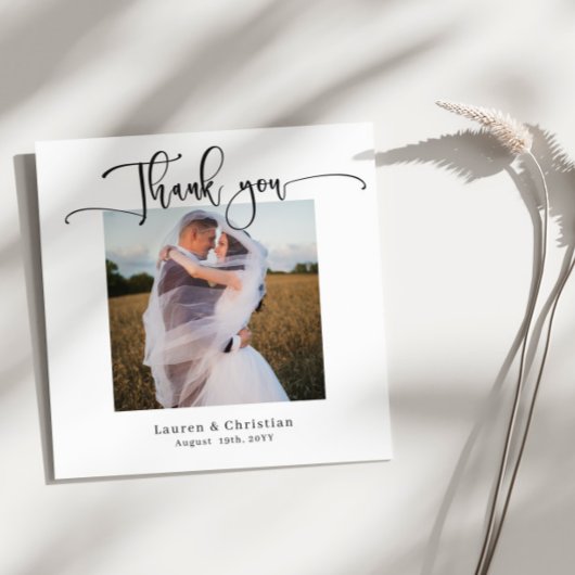 Foto Bruiloft Vierkant Dank u Kaart