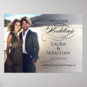 Foto bruiloft welkom teken elegante kalligrafie poster (Voorkant)