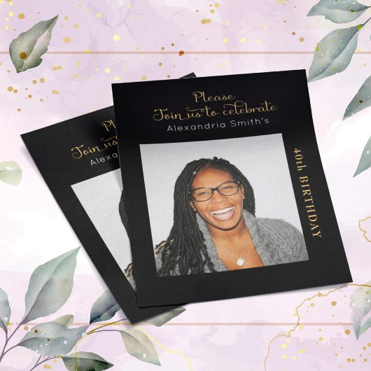Foto Budget 40th Birthday Invitation Black Gold