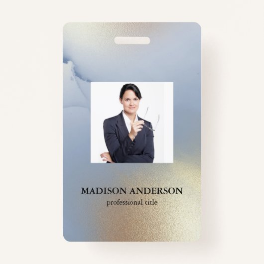 Foto Business Blue Gold Texture ID Badge (Voorkant)
