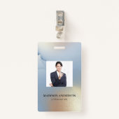 Foto Business Blue Gold Texture ID Badge (Voorkant met clip)