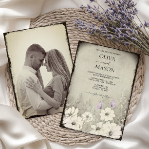 Foto Butterfly Wildflower Wedding Kaart