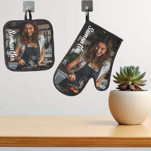 Foto Cadeau Familie Moederdag Monogram Ovenwant & Pannenlap Set