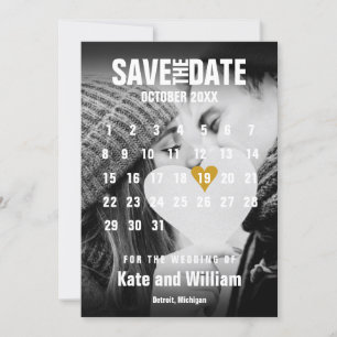 Foto: Calendar Gold Heart Modern Wedding Save The Date