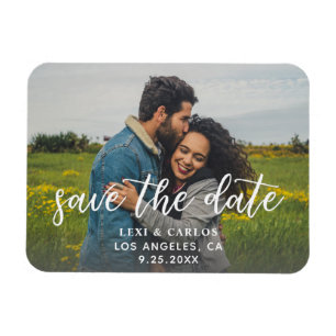Foto & Calligrafie 1 Lichter Save the Date Horiz Magneet