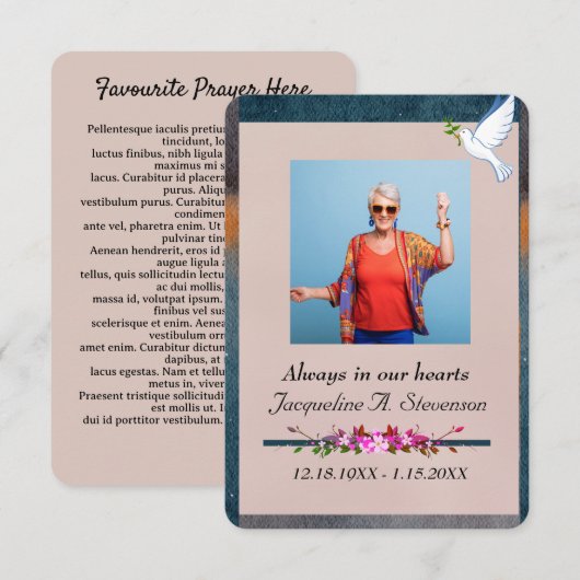 Foto Celebration of Life Service Gebed Kaart (Voorkant / Achterkant)